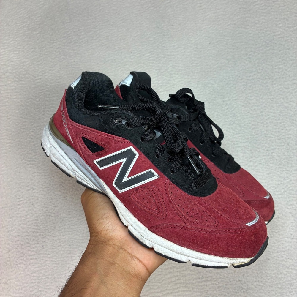 New Balance 990v4 Sneakers Men 6.5 Burgundy Suede Mesh Running Dad Shoe Athletic